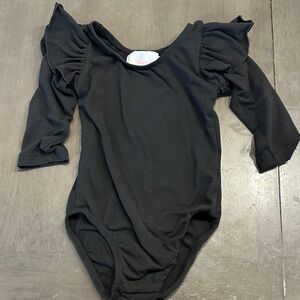 Chic Black Kids Bodysuit with Ruffled Sleeves